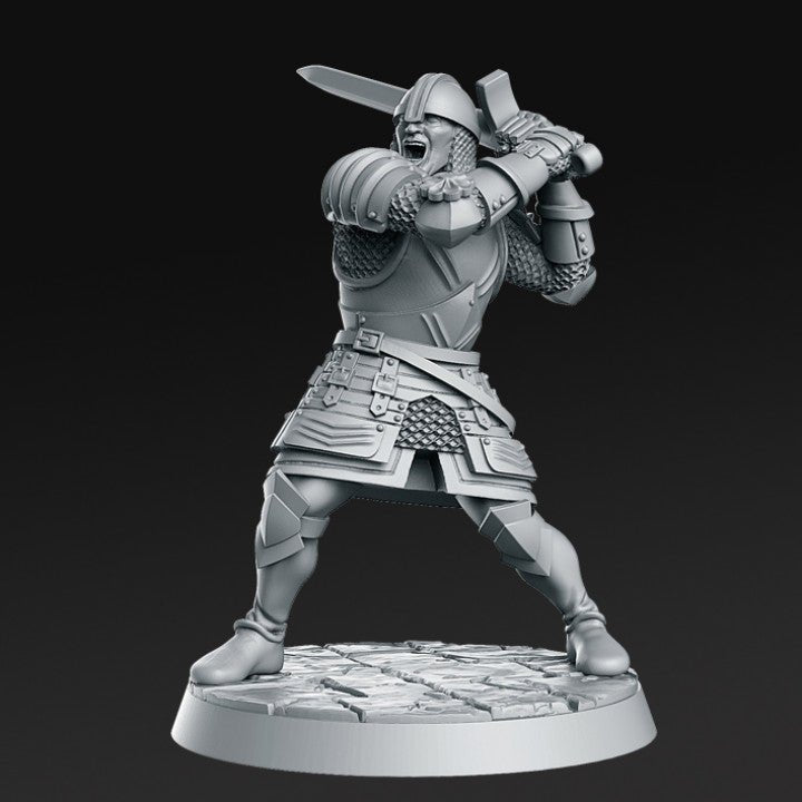 Rodrick, Ordinary Male Swordsman - Single Roleplaying Miniature for D&D or Pathfinder - 32mm Scale Resin 3D Print - RN EStudios - Gootzy Gaming