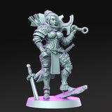 Rose, Busty Female Heavy Armored Knight - Single Roleplaying Miniature for D&D or Pathfinder - 32mm Scale Resin 3D Print - RN EStudios - Gootzy Gaming