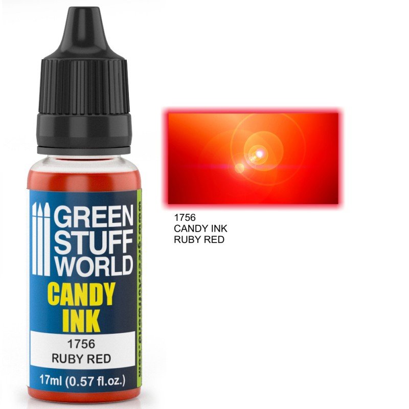 Ruby Red Candy Ink - Semi-Transparent Gloss Acrylic Ink - Green Stuff World - 17 mL Dropper Bottle - Gootzy Gaming