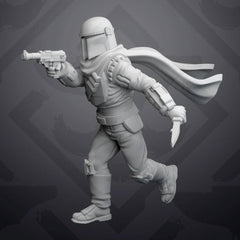 Running Mando Acolyte Miniature - SW Legion Compatible (38-40mm tall) Resin 3D Print - Skullforge Studios - Gootzy Gaming