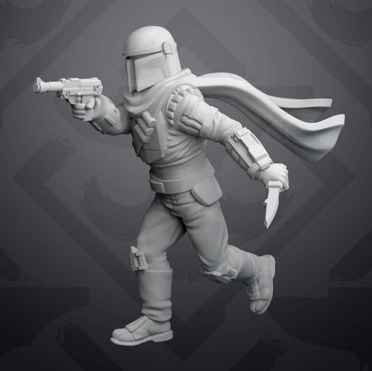 Running Mando Acolyte Miniature - SW Legion Compatible (38 - 40mm tall) Resin 3D Print - Skullforge Studios - Gootzy Gaming