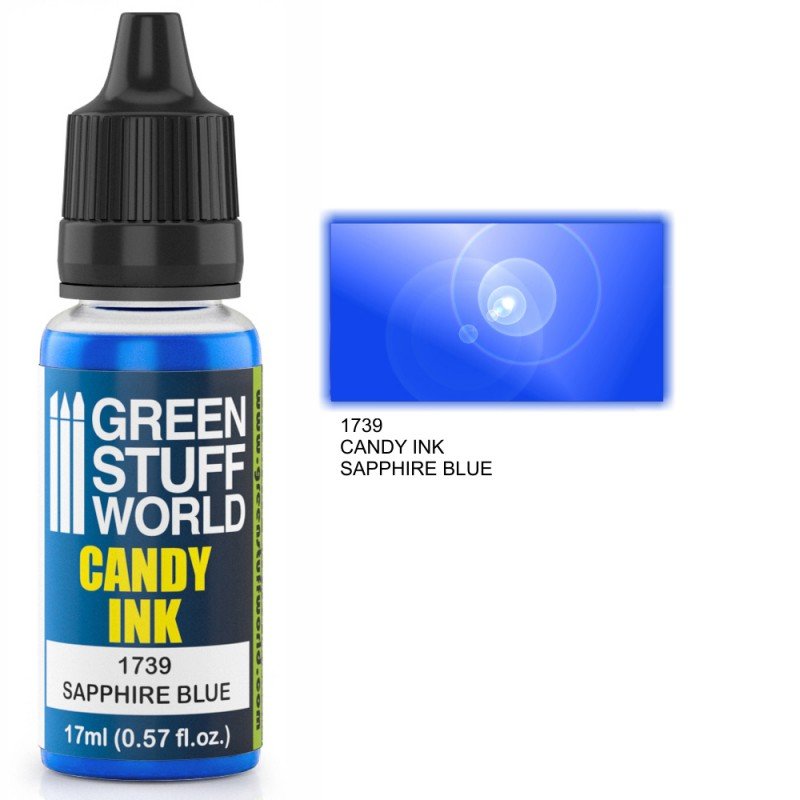 Sapphire Blue Candy Ink - Semi-Transparent Gloss Acrylic Ink - Green Stuff World - 17 mL Dropper Bottle - Gootzy Gaming