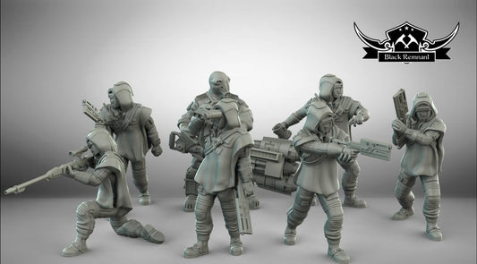 Scrapper Hunters Trooper Squad - 7 Miniature Bundle - SW Legion Compatible (38-40mm tall) Multi-Piece Resin 3D Print - Black Remnant - Gootzy Gaming