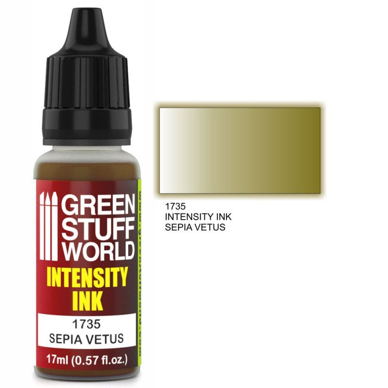 Sepia Vetus Intensity Ink - Acrylic Ink - Green Stuff World - 17 mL Dropper Bottle - Gootzy Gaming