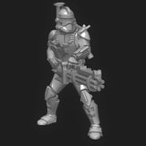 Serpent Fang Clone Commander w/ Heavy Gun Miniature - SW Legion Compatible (38-40mm tall) Multi-Piece Resin 3D Print - Dark Fire Designs - Gootzy Gaming