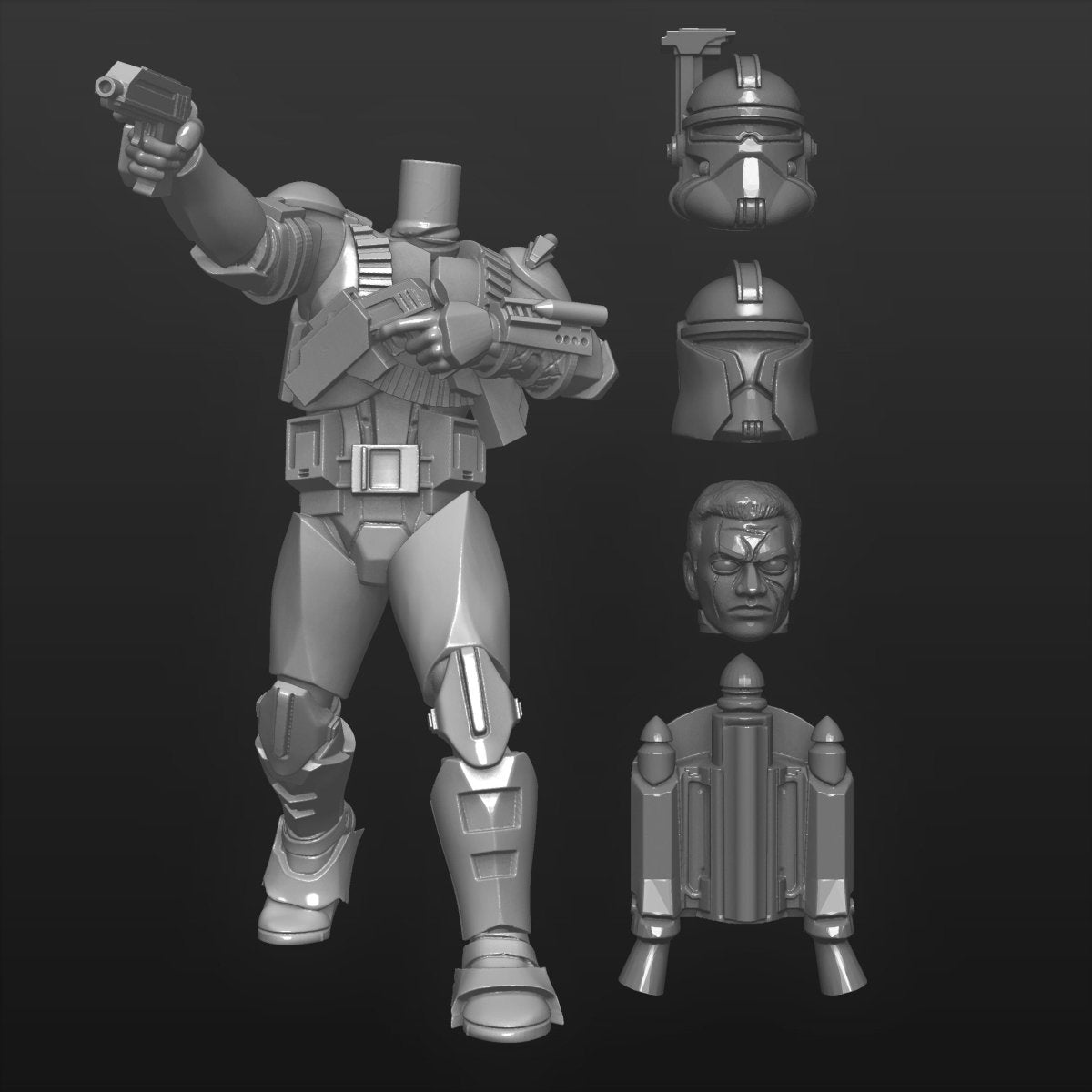 Serpent Fang Clone Commander w/ Pistol Miniature - SW Legion Compatible (38 - 40mm tall) Multi - Piece Resin 3D Print - Dark Fire Designs - Gootzy Gaming