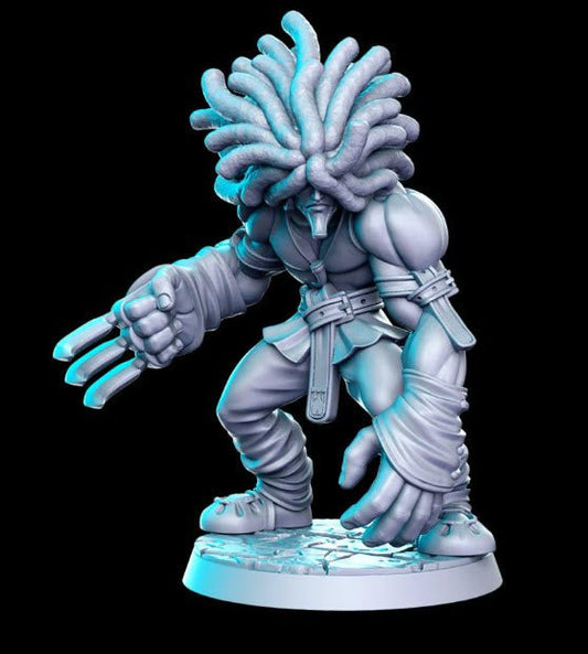 Shaggy Brawler - Single Roleplaying Miniature for D&D or Pathfinder - 32mm Scale Resin 3D Print - RN EStudios - Gootzy Gaming