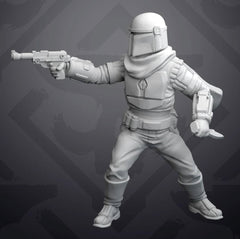 Shooting Mando Acolyte Miniature - SW Legion Compatible (38 - 40mm tall) Resin 3D Print - Skullforge Studios - Gootzy Gaming