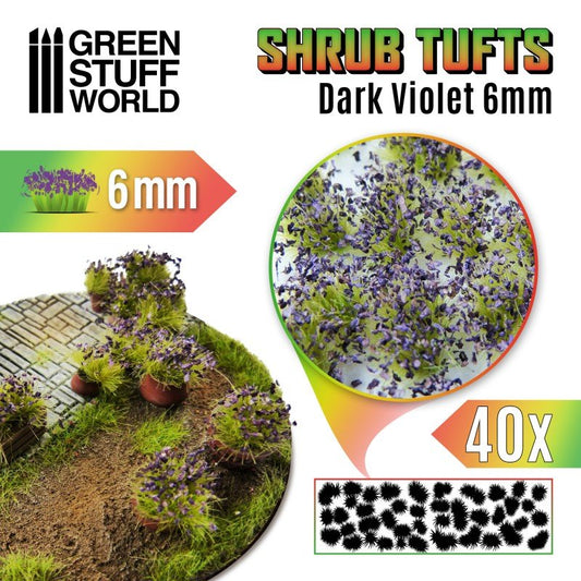 Shrub Tufts - Dark Purple/Violet 6mm - Green Stuff World - 40x Self Adhesives - Gootzy Gaming