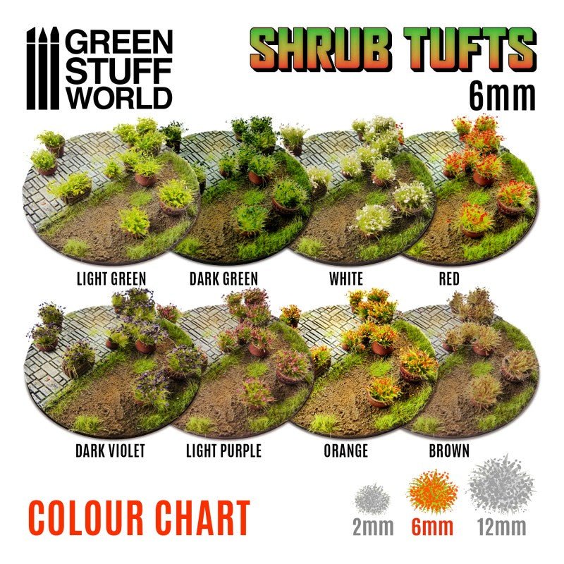 Shrub Tufts - Light Green 6mm - Green Stuff World - 40x Self Adhesives - Gootzy Gaming