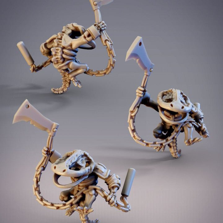 Skeleton Hanzaki Salamander Warrior - Single Roleplaying Miniature for D&D or Pathfinder - 32mm Scale Resin 3D Print - Cobramode - Gootzy Gaming