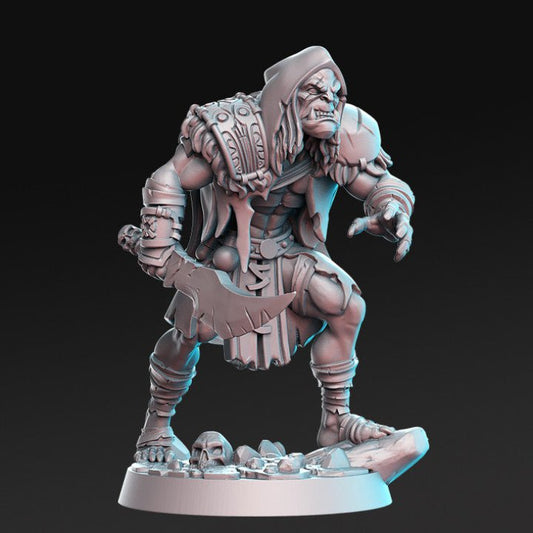 Slicer, Angry Orc Assassin - Single Roleplaying Miniature for D&D or Pathfinder - 32mm Scale Resin 3D Print - RN EStudios - Gootzy Gaming