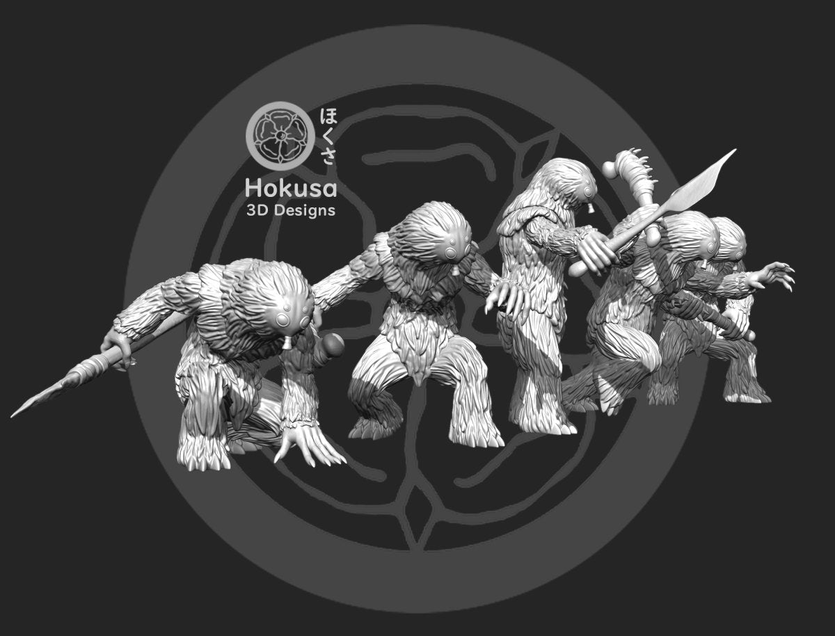Snow Alien Infantry Squad - 5 Mini Bundle - SW Legion Compatible (38-40mm tall) Resin Multi-Piece 3D Print - Hokusa Designs - Gootzy Gaming