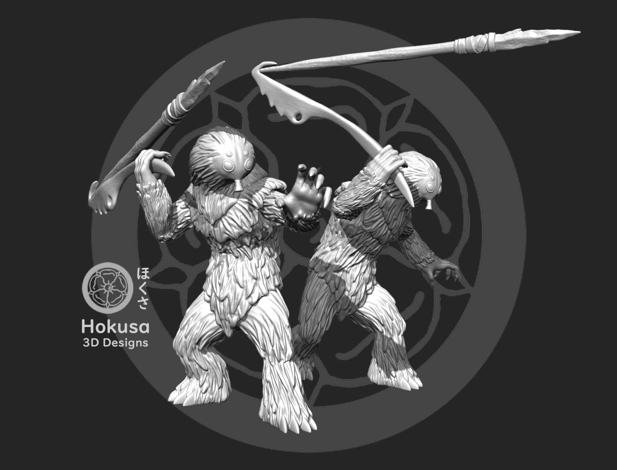 Snow Alien Spear Warriors - 2 Mini Bundle - SW Legion Compatible (38-40mm tall) Resin Multi-Piece 3D Print - Hokusa Designs - Gootzy Gaming