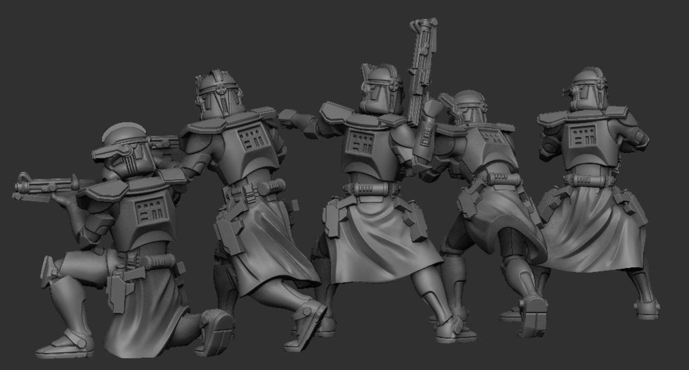 Star Corps Elite Clone Trooper Squad - SW Legion Compatible (38 - 40mm tall) Multi - Piece Resin 3D Print - Dark Fire Designs - Gootzy Gaming