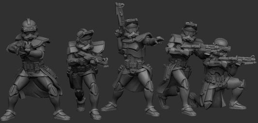 Star Corps Elite Clone Trooper Squad - SW Legion Compatible (38 - 40mm tall) Multi - Piece Resin 3D Print - Dark Fire Designs - Gootzy Gaming