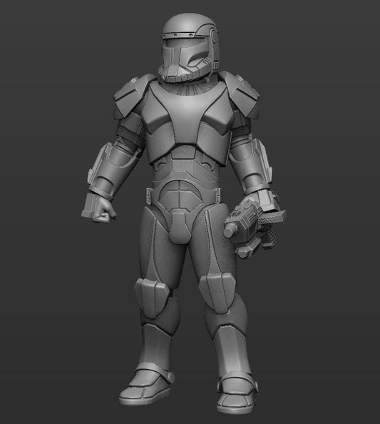Stoic Clone Commander Miniature - SW Legion Compatible (38 - 40mm tall) Multi - Piece Resin 3D Print - Dark Fire Designs - Gootzy Gaming