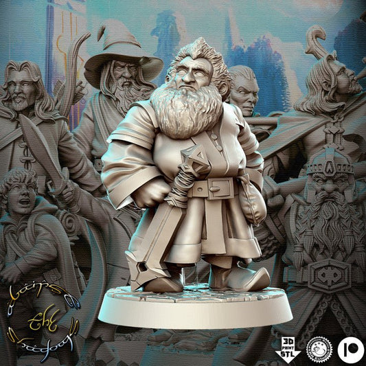 Storyteller Dwarf - Single Roleplaying Miniature for D&D or Pathfinder - 32mm Scale Resin 3D Print - RN EStudios - Gootzy Gaming