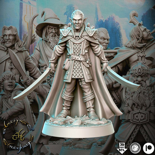 Stubborn Elf Leader - Single Roleplaying Miniature for D&D or Pathfinder - 32mm Scale Resin 3D Print - RN EStudios - Gootzy Gaming