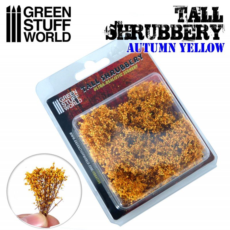 Tall Shrubbery - Autumn Yellow 4CM tall - Green Stuff World - 1 blister pack - Gootzy Gaming