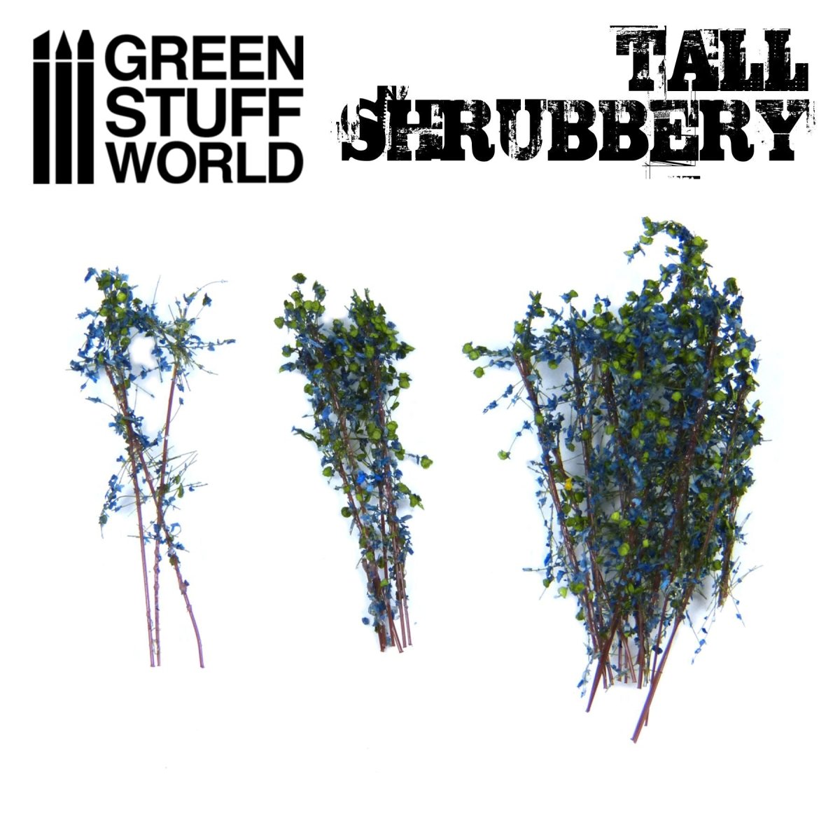 Tall Shrubbery - Blue Green 4CM tall - Green Stuff World - 1 blister pack - Gootzy Gaming