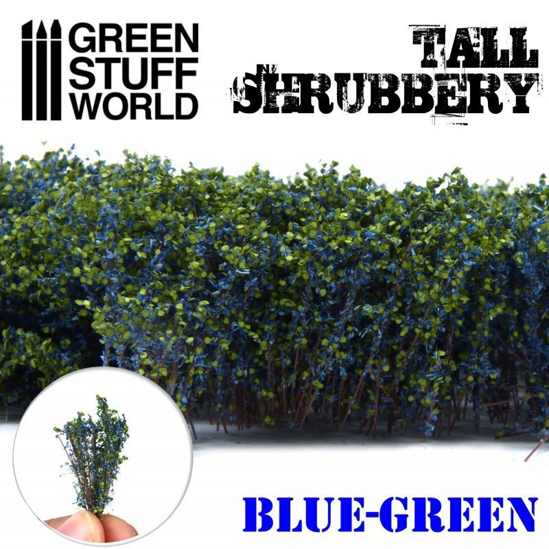 Tall Shrubbery - Blue Green 4CM tall - Green Stuff World - 1 blister pack - Gootzy Gaming