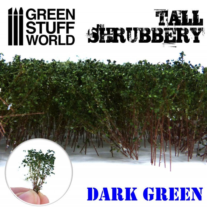 Tall Shrubbery - Dark Green 4CM tall - Green Stuff World - 1 blister pack - Gootzy Gaming