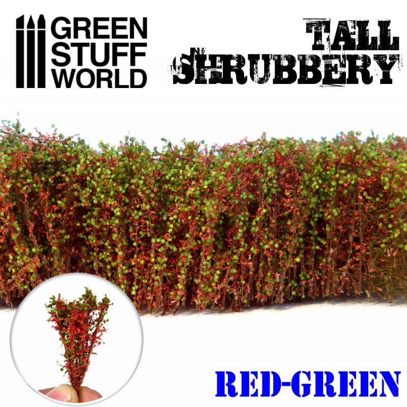 Tall Shrubbery - Red Green 4CM tall - Green Stuff World - 1 blister pack - Gootzy Gaming