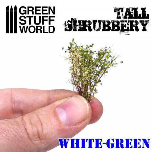 Tall Shrubbery - White Green 4CM tall - Green Stuff World - 1 blister pack - Gootzy Gaming