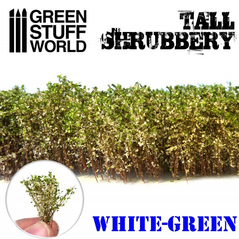 Tall Shrubbery - White Green 4CM tall - Green Stuff World - 1 blister pack - Gootzy Gaming