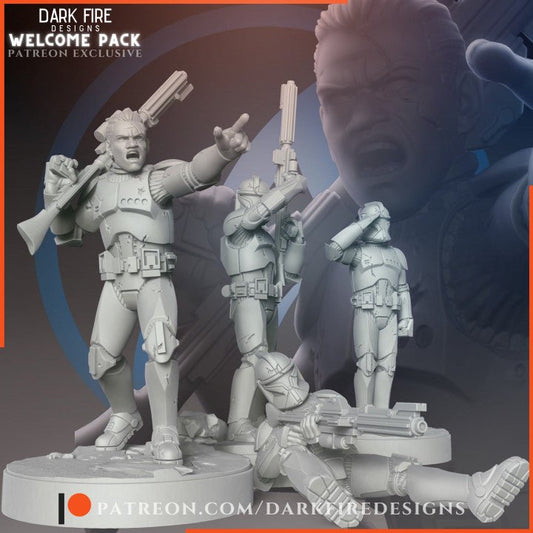 The Battle Weary Clone Commander - SW Legion Compatible Miniature (38-40mm tall) High Quality 8k Resin 3D Print - Dark Fire Designs - Gootzy Gaming
