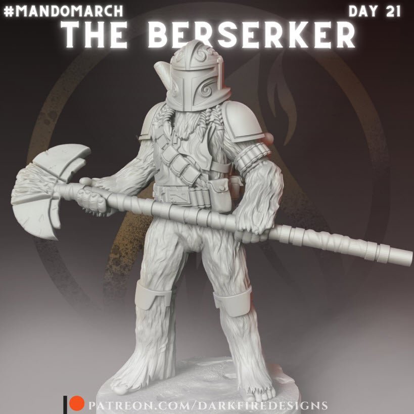 The Berserker, Furball Mando Warrior - SW Legion Compatible Miniature (38 - 40mm tall) High Quality 8k Resin 3D Print - Dark Fire Designs - Gootzy Gaming