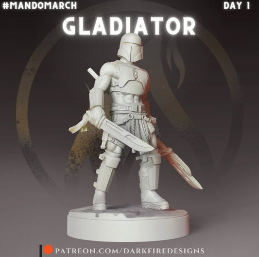 The Gladiator Mando - SW Legion Compatible Miniature (38 - 40mm tall) High Quality 8k Resin 3D Print - Dark Fire Designs - Gootzy Gaming