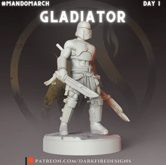 The Gladiator Mando - SW Legion Compatible Miniature (38 - 40mm tall) High Quality 8k Resin 3D Print - Dark Fire Designs - Gootzy Gaming