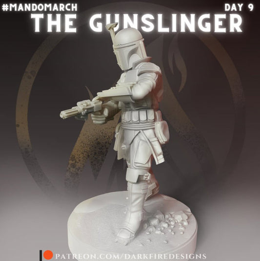 The Gunslinger, Mando Hotshot Gunner - SW Legion Compatible Miniature (38-40mm tall) High Quality 8k Resin 3D Print - Dark Fire Designs - Gootzy Gaming