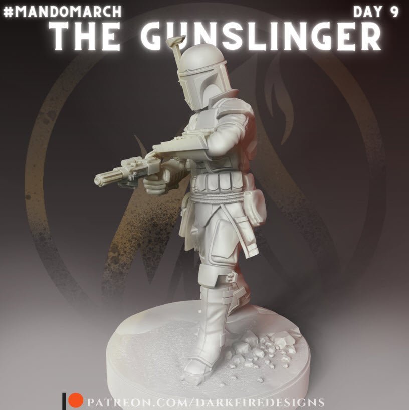 The Gunslinger, Mando Hotshot Gunner - SW Legion Compatible Miniature (38 - 40mm tall) High Quality 8k Resin 3D Print - Dark Fire Designs - Gootzy Gaming