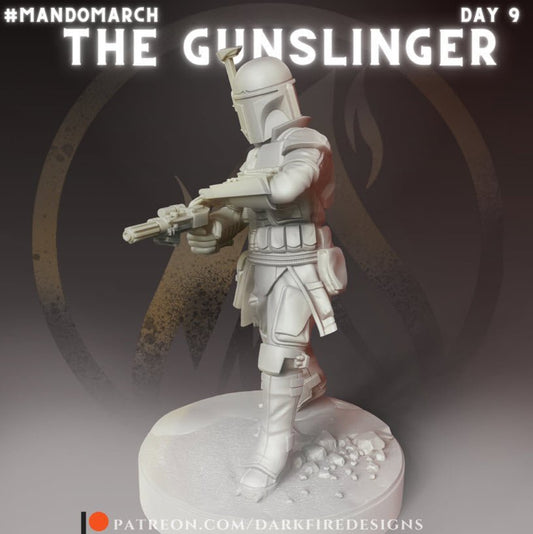 The Gunslinger, Mando Hotshot Gunner - SW Legion Compatible Miniature (38 - 40mm tall) High Quality 8k Resin 3D Print - Dark Fire Designs - Gootzy Gaming
