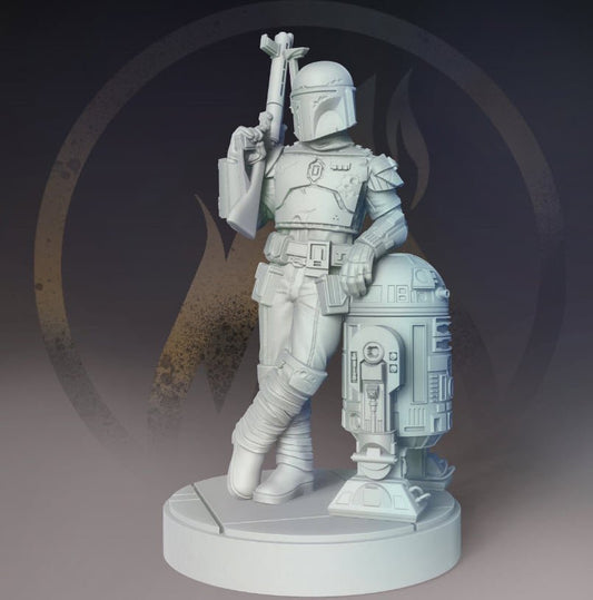The Jaig & S2, Pro Mando Bounty Hunter Duo - SW Legion Compatible Miniature (38 - 40mm tall) High Quality 8k Resin 3D Print - Dark Fire Designs - Gootzy Gaming