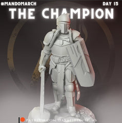 The Mando Champion - SW Legion Compatible Miniature (38-40mm tall) High Quality 8k Resin 3D Print - Dark Fire Designs - Gootzy Gaming