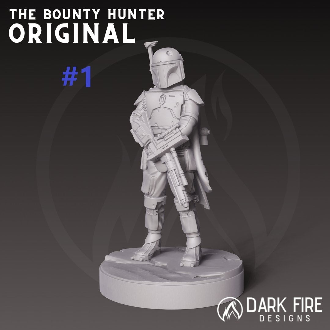 The Original Mando Hunter Miniature - SW Legion Compatible (38 - 40mm tall) Multi - Piece Resin 3D Print - Dark Fire Designs - Gootzy Gaming