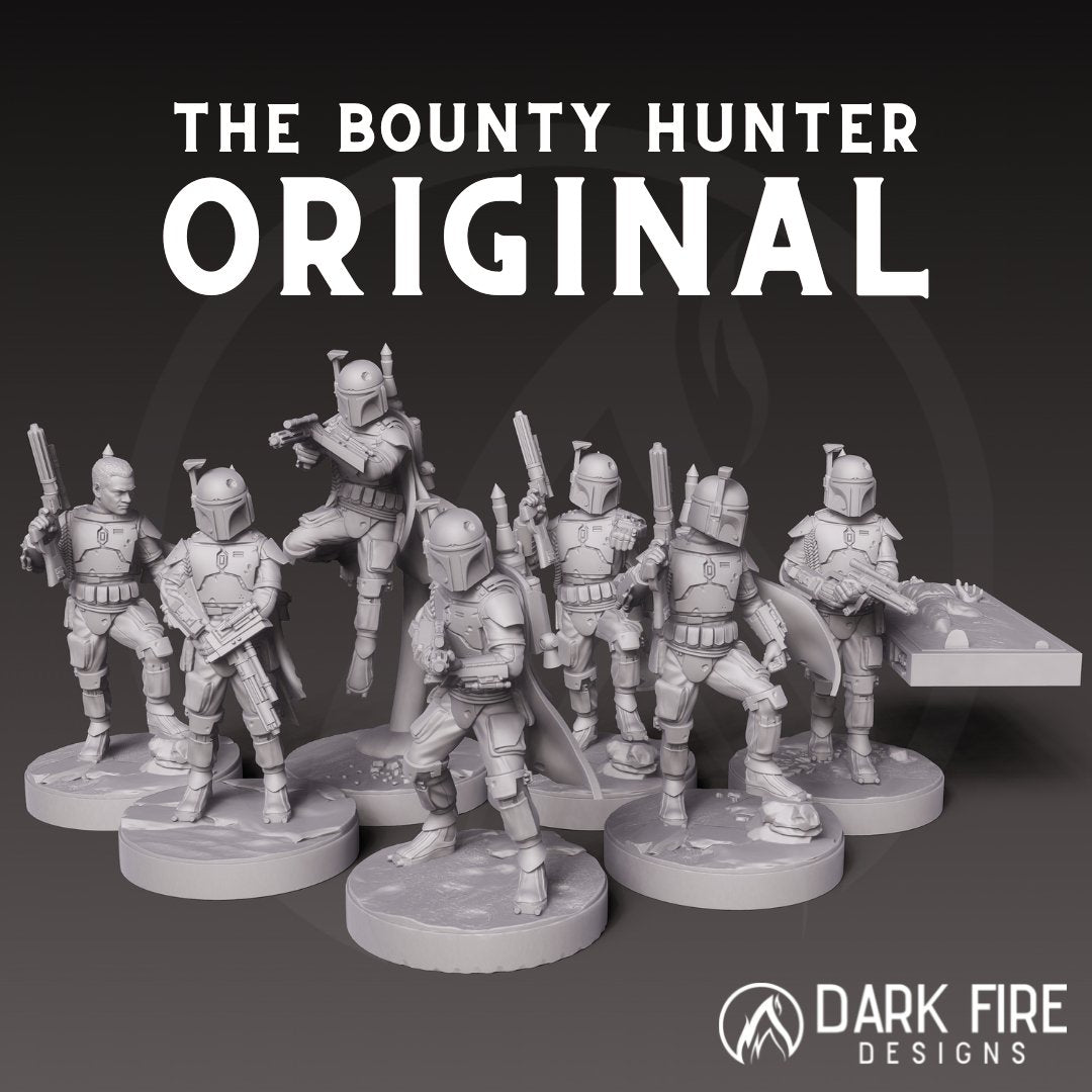The Original Mando Hunter Miniature - SW Legion Compatible (38 - 40mm tall) Multi - Piece Resin 3D Print - Dark Fire Designs - Gootzy Gaming