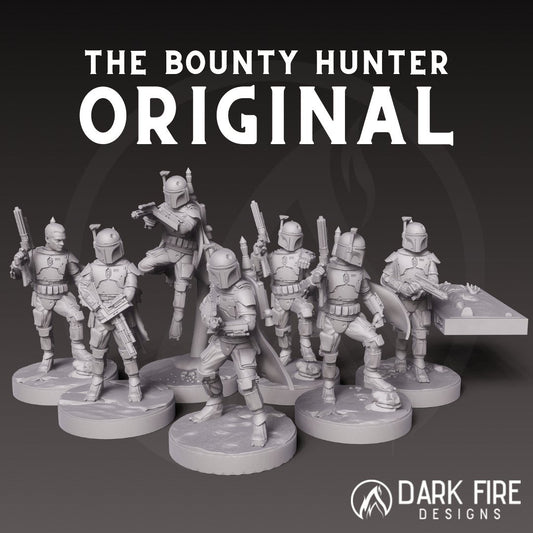 The Original Mando Hunter Miniature - SW Legion Compatible (38 - 40mm tall) Multi - Piece Resin 3D Print - Dark Fire Designs - Gootzy Gaming
