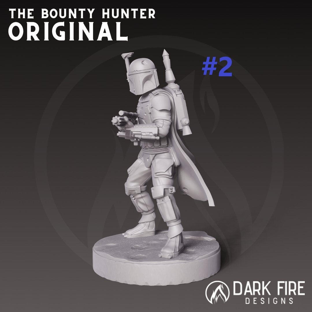 The Original Mando Hunter Miniature - SW Legion Compatible (38 - 40mm tall) Multi - Piece Resin 3D Print - Dark Fire Designs - Gootzy Gaming