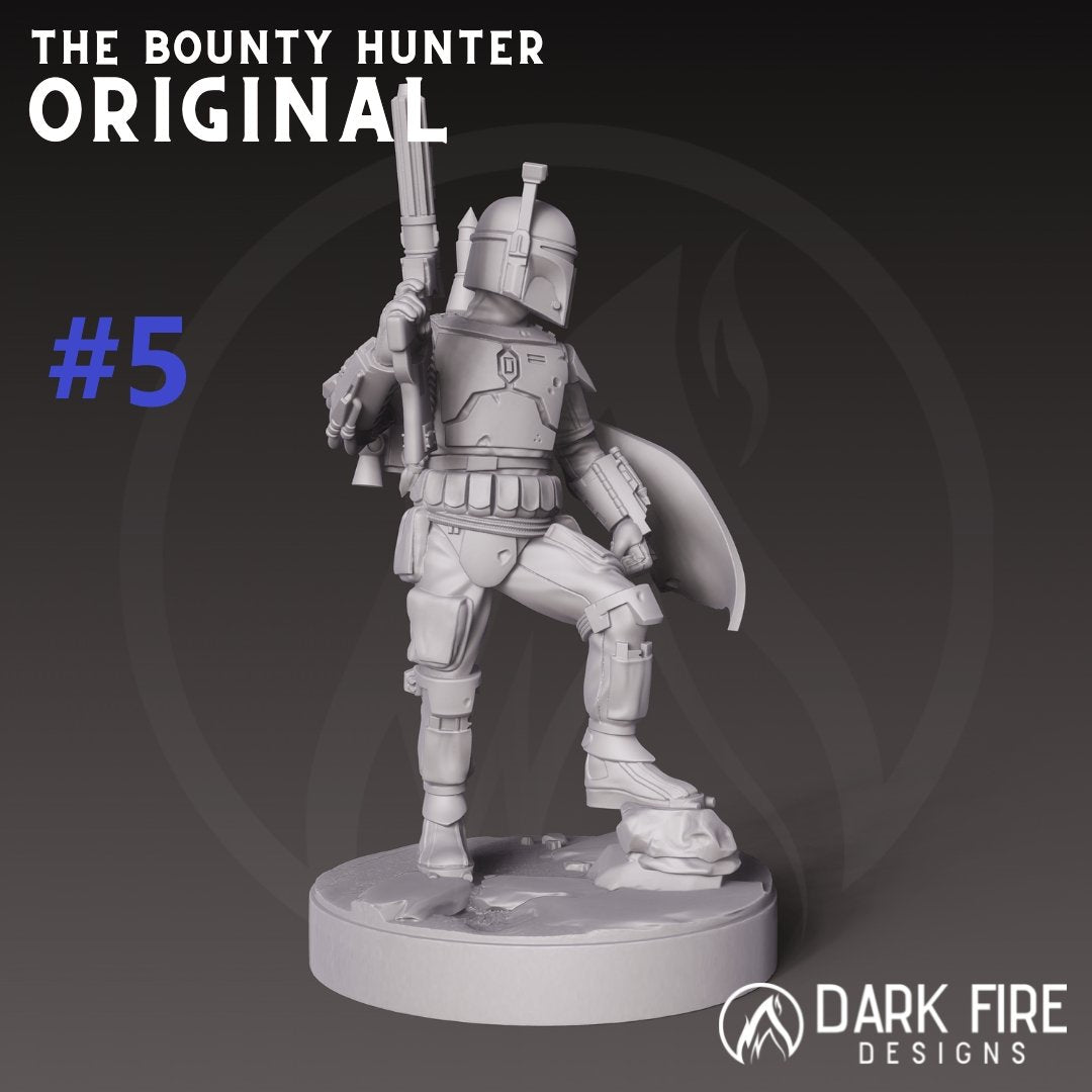The Original Mando Hunter Miniature - SW Legion Compatible (38 - 40mm tall) Multi - Piece Resin 3D Print - Dark Fire Designs - Gootzy Gaming