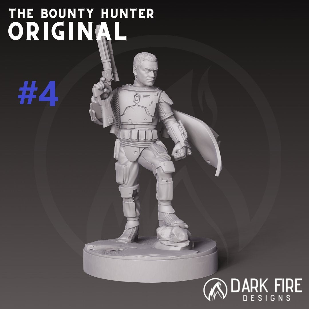 The Original Mando Hunter Miniature - SW Legion Compatible (38 - 40mm tall) Multi - Piece Resin 3D Print - Dark Fire Designs - Gootzy Gaming