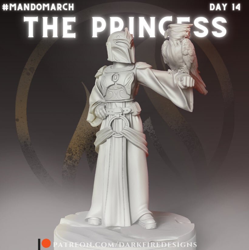 The Princess, Female Mando Royalty - SW Legion Compatible Miniature (38 - 40mm tall) High Quality 8k Resin 3D Print - Dark Fire Designs - Gootzy Gaming