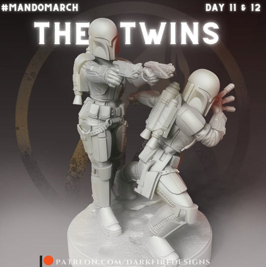 The Twins, Clan of 2 Mandos from Birth - SW Legion Compatible Miniature (38 - 40mm tall) High Quality 8k Resin 3D Print - Dark Fire Designs - Gootzy Gaming