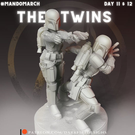 The Twins, Clan of 2 Mandos from Birth - SW Legion Compatible Miniature (38-40mm tall) High Quality 8k Resin 3D Print - Dark Fire Designs - Gootzy Gaming