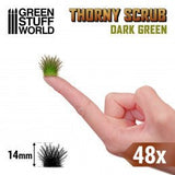 Thorny Scrub - Dark Green 14mm - Green Stuff World - 48x Self Adhesives - Gootzy Gaming