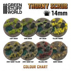 Thorny Scrub - Dry Green 14mm - Green Stuff World - 48x Self Adhesives - Gootzy Gaming